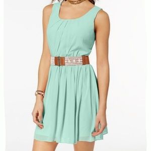 BCX BELTED DRESS SEA GREEN /LT BLUE